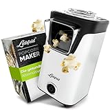 ﻿Liebfeld Popcornmaschine - Heißluft Popcorn Maker ohne Fett & Öl - Retro Küchen Gadget für Pop Mais mit Zucker, Salz - Cooler Snack Automat (Weiß)