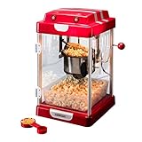 celexon CinePop CP1000 Popcorn-Maschine - 24,5x28x43cm - Rot-Retro/Kino-Design- Edelstahlkessel - Popcorn-Maker mit integriertem Rührwerk