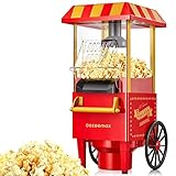 Popcornmaschine Retro, Cozeemax 1200W für Zuhause Popcornmaschine Maker mit Heissluft, Popcorn Machine ohne Fett Fettfrei Ölfrei, Eine-Taste-Operation, Popcorn Popper, Rot