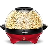 Yabano Popcornmaschine für Zuhause, Popcorn Maker Machine mit Zucker & Öl, Abnehmbare Heizfläche, 5L Popcorn Popper, Antihaftbeschichtung, Großer Deckel als Servierschale, Platzsparende Lagerung