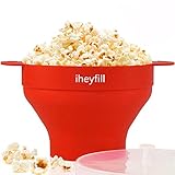 iheyfill Popcorn Popper, Mikrowellen-Silikon Popcorn Maker, zusammenklappbare Schüssel mit Griffen